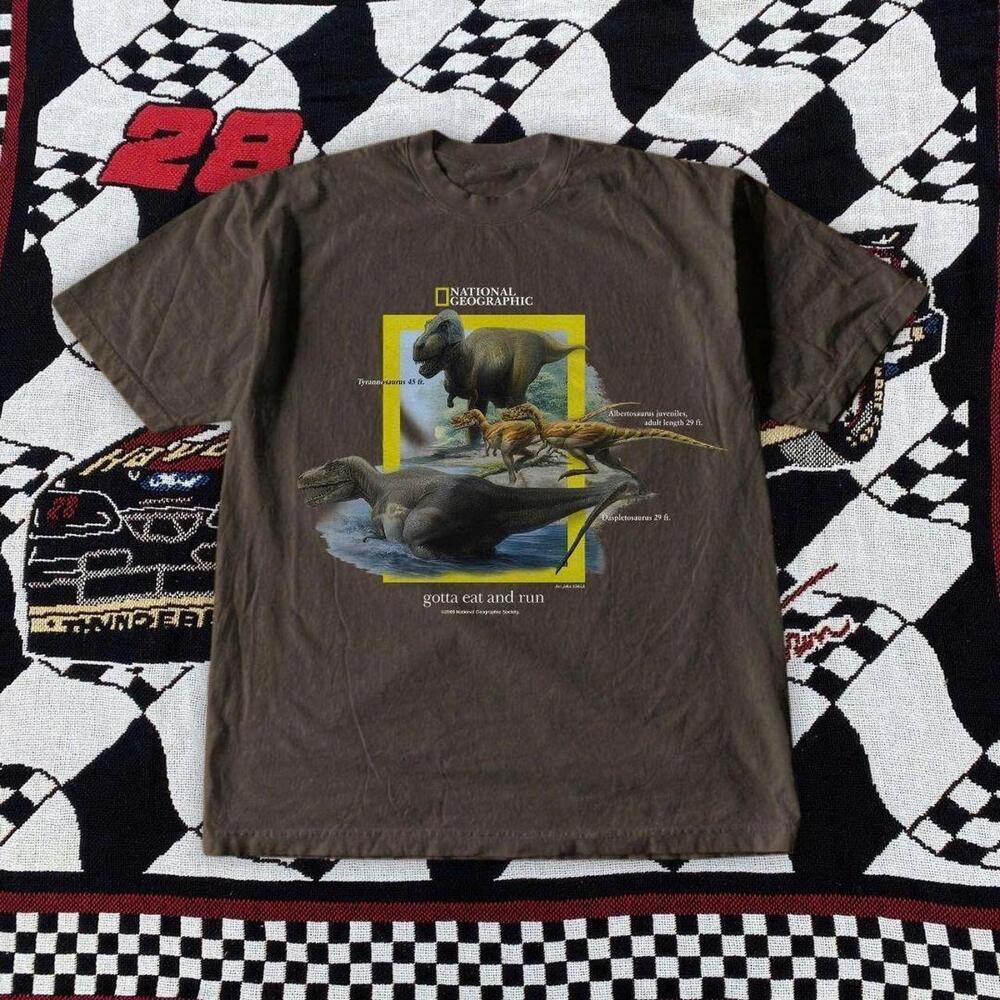 Brown National Geographic T-Shirt Featuring Dinosaurs
